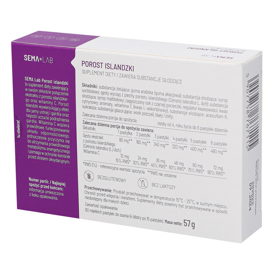 SEMA Lab Icelander, blackcurrant flavor, 60 tablets