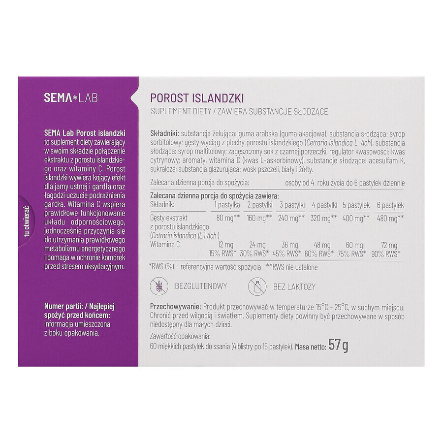 SEMA Lab Icelander, blackcurrant flavor, 60 tablets
