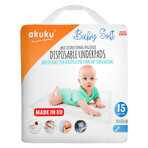 AKUKU Baby Soft, disposable sanitary pads, 40 x 60 cm, A0500, 15 pcs AKUKU Baby Soft, disposable sanitary pads, 40 x 60 cm, A0500, 15 pcs