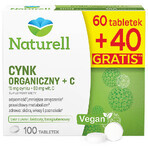 Naturell Organic Zinc + C, 60 tablets + 40 free tablets Naturell Organic Zinc + C, 60 tablets + 40 free tablets