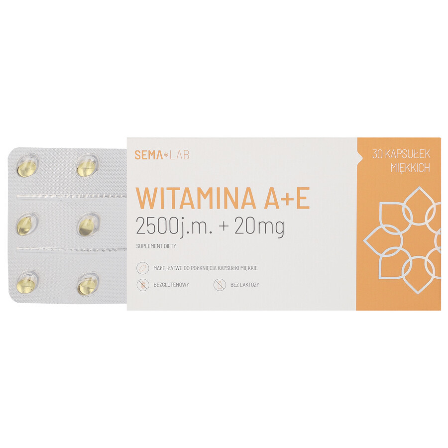 SEMA Lab Vitamin A+E 2500 IU + 20 mg, 30 soft capsules