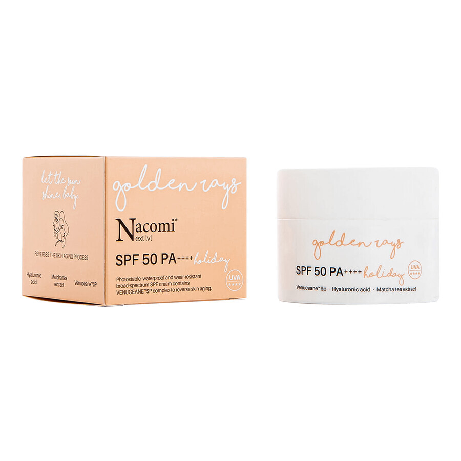 Nacomi Next Level Holiday, hydraterende zonnebrandcrème voor het gezicht, SPF 50, 50 ml