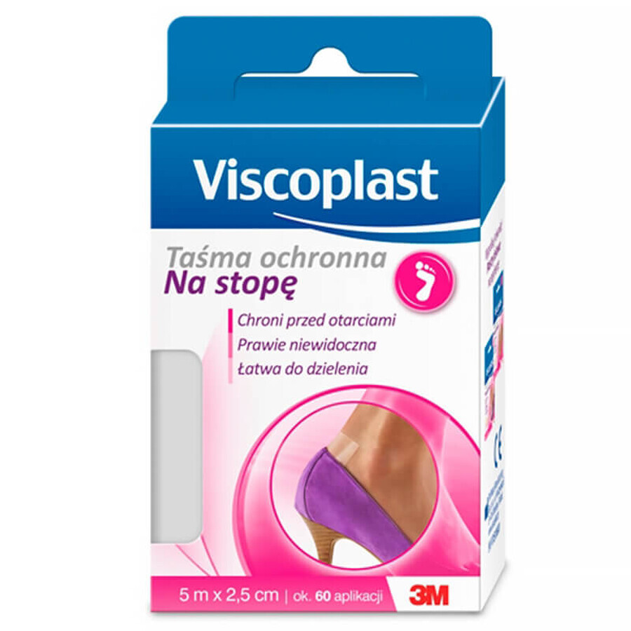 Viscoplast On Foot, bandă de protecție, 5 m x 2,5 cm, 1 buc Viscoplast On Foot, bandă de protecție, 5 m x 2,5 cm, 1 buc