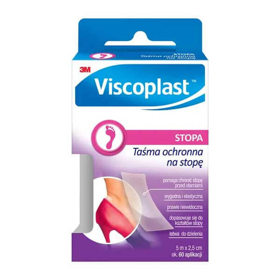 Cumpără Viscoplast On Foot, bandă de protecție, 5 m x 2,5 cm, 1 buc Viscoplast On Foot, bandă de protecție, 5 m x 2,5 cm, 1 buc