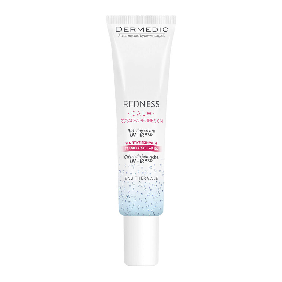 Dermedic Redness Calm, rich UV+ IR day cream, vascular skin prone to hyper-reactivity, erythema and rosacea, 40 ml