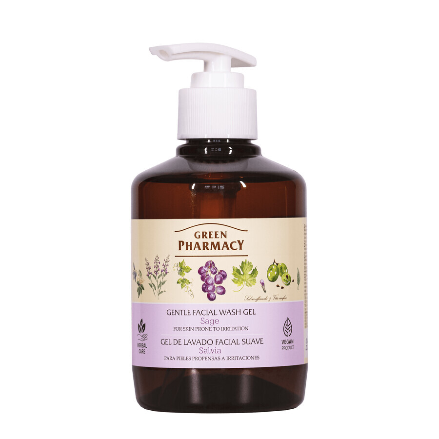 Winkel op Green Pharmacy, milde gezichtsreinigingsgel, huid met neiging tot irritatie, salie, 270 ml Green Pharmacy, milde gezichtsreinigingsgel, huid met neiging tot irritatie, salie, 270 ml