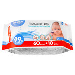Akuku, toallitas humedecidas con agua, A0031, desde el nacimiento, 60 unidades + 10 gratis Akuku, toallitas humedecidas con agua, A0031, desde el nacimiento, 60 unidades + 10 gratis