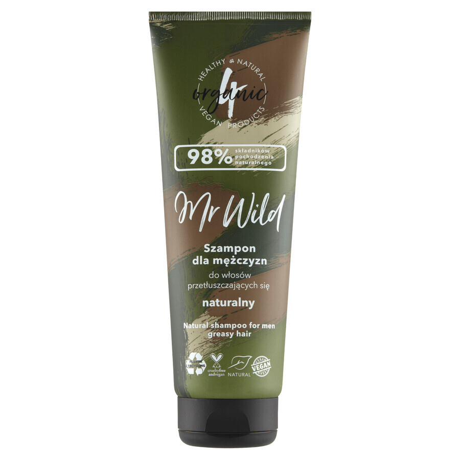 Cumpără 4Organic Mr Wild, șampon natural pentru părul gras al bărbaților, 250 ml 4Organic Mr Wild, șampon natural pentru părul gras al bărbaților, 250 ml