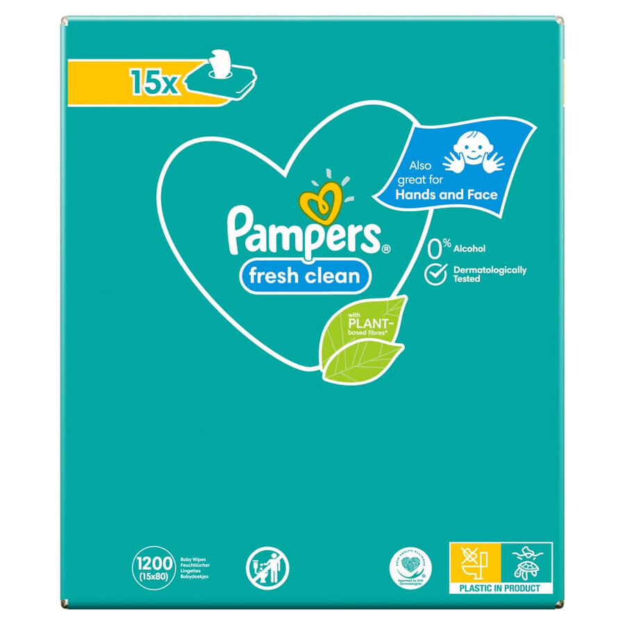 Pampers Fresh Clean, wet wipes, 15 x 80 pcs