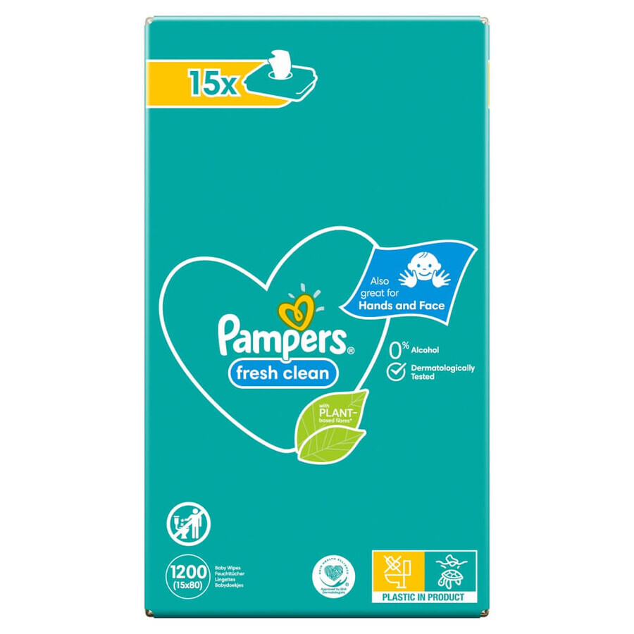 Pampers Fresh Clean, wet wipes, 15 x 80 pcs