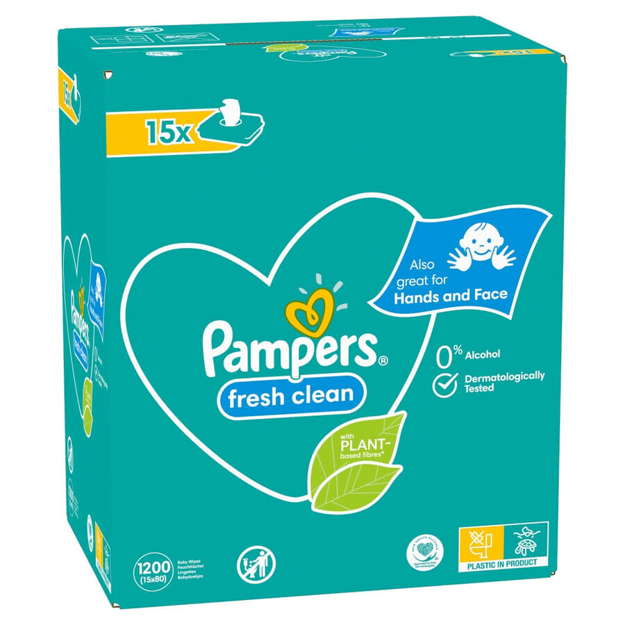 Pampers Fresh Clean, wet wipes, 15 x 80 pcs