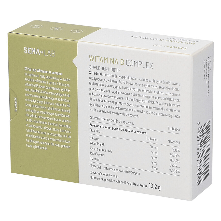 SEMA Lab Vitamin B Complex, 60 film-coated tablets
