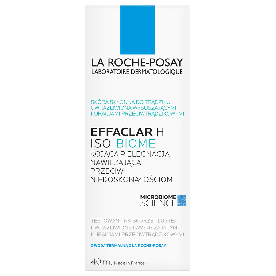 La Roche-Posay Effaclar H Iso - Biome, crema idratante lenitiva contro le imperfezioni, 40 ml
