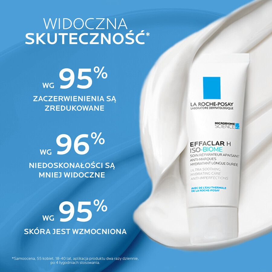 La Roche-Posay Effaclar H Iso - Biome, crema idratante lenitiva contro le imperfezioni, 40 ml