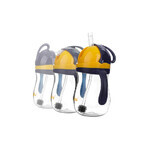 Bottiglia AKUKU con cannuccia e peso, blu navy e giallo, A0165, da 9 mesi, 280 ml Bottiglia AKUKU con cannuccia e peso, blu navy e giallo, A0165, da 9 mesi, 280 ml