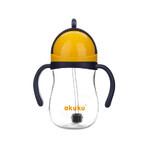 Bottiglia AKUKU con cannuccia e peso, blu navy e giallo, A0165, da 9 mesi, 280 ml Bottiglia AKUKU con cannuccia e peso, blu navy e giallo, A0165, da 9 mesi, 280 ml