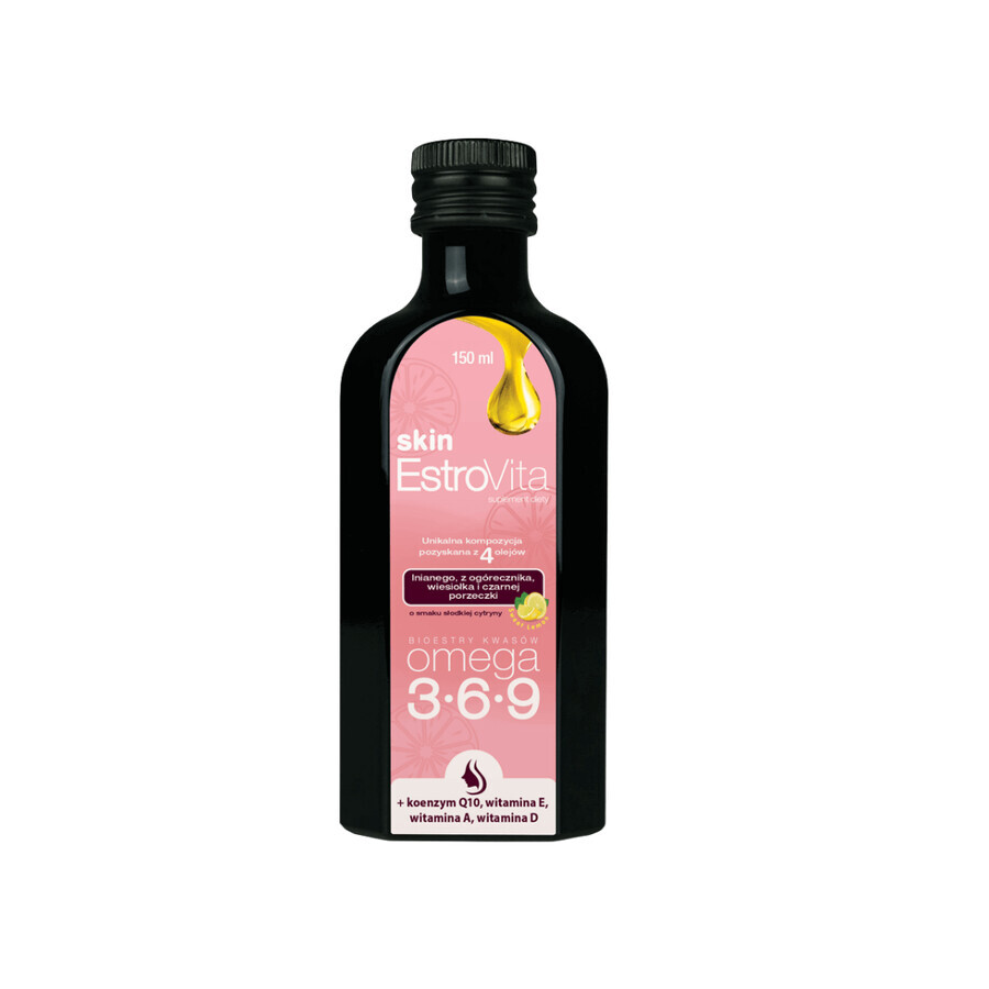 EstroVita Skin, Omega 3-6-9 acid esters, sweet lemon flavor, 150 ml