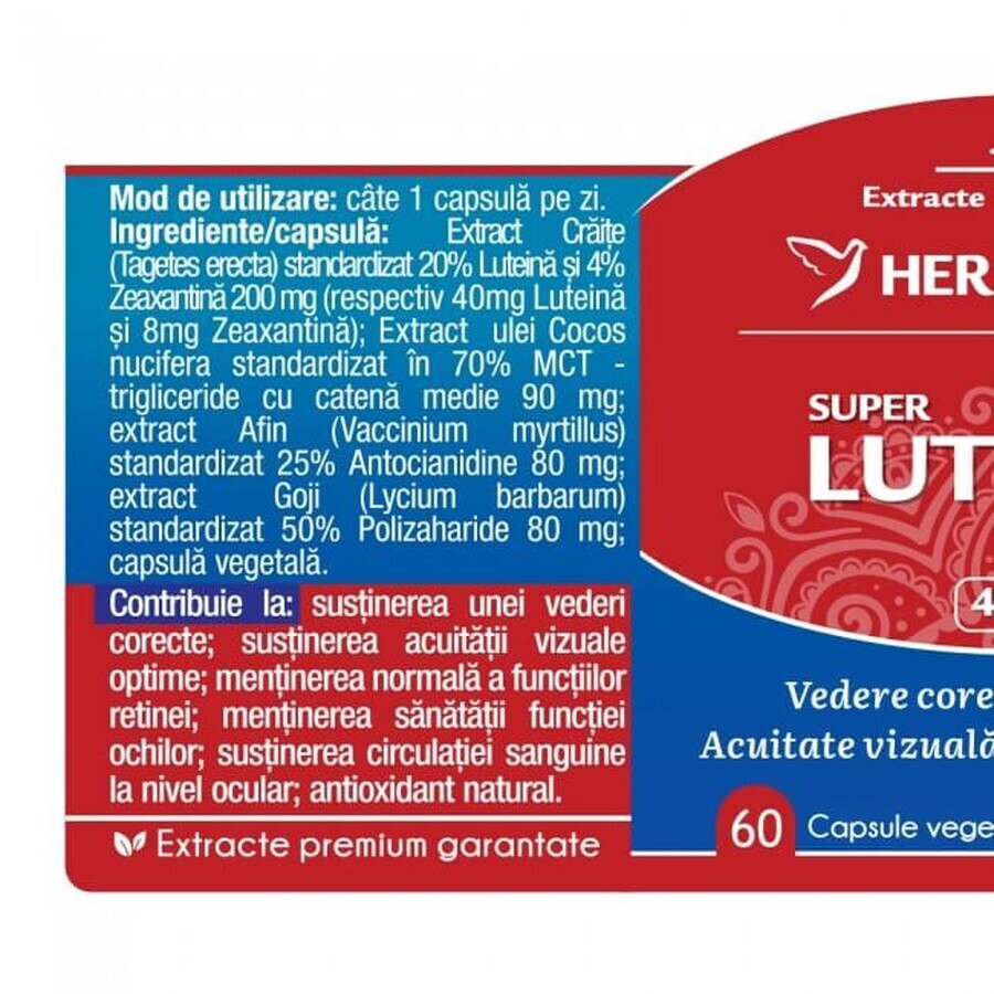 Herbagetica Super Lutein Zeaxanthin x 60cps