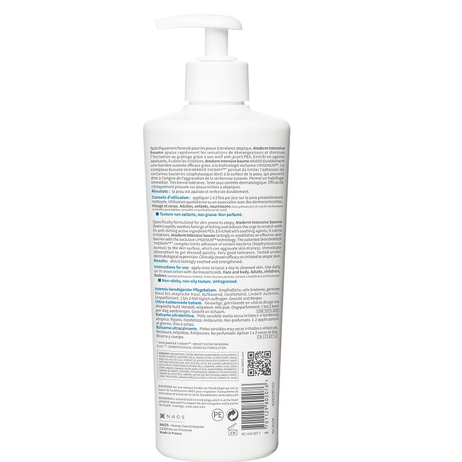 Bioderma Atoderm Intensive Restructuring and Soothing Balm for Atopic Skin, 500 ml