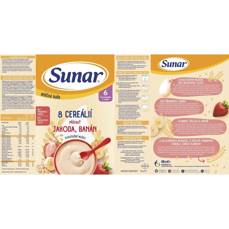 Sunar Brei mit 8 Getreidesorten Erdbeeren, Banane 210 g