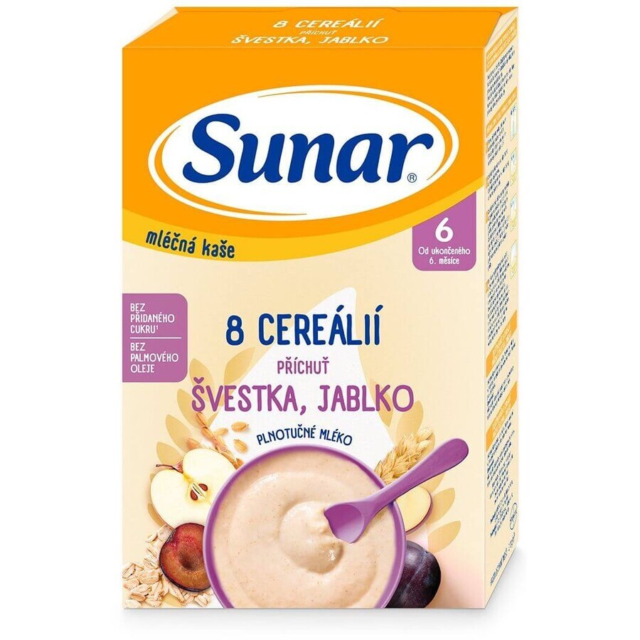 Sunar Milchbrei mit 8 Getreidesorten Pflaume, Apfel 210 g