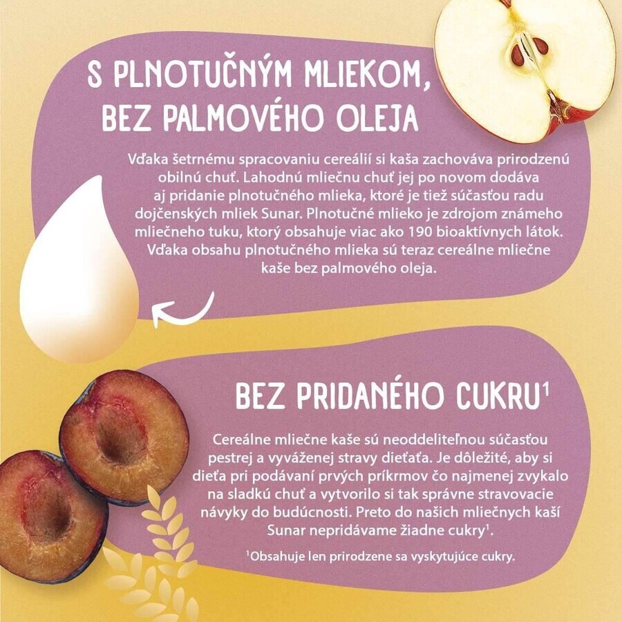 Sunar Milchbrei mit 8 Getreidesorten Pflaume, Apfel 210 g