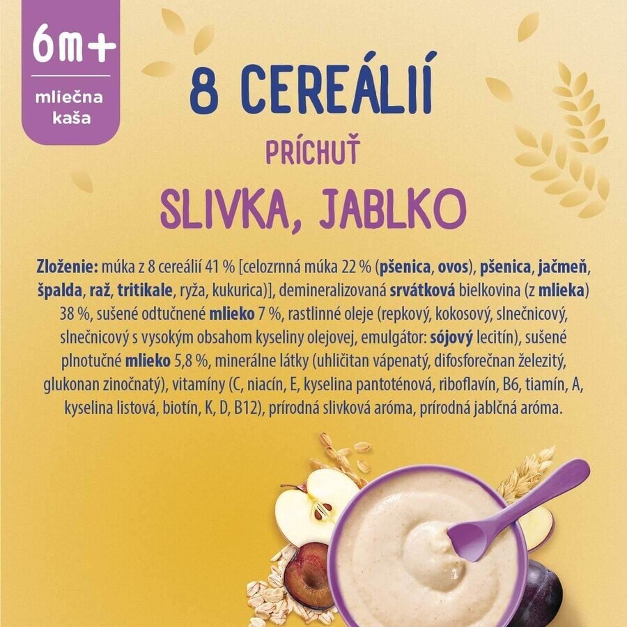 Sunar Milchbrei mit 8 Getreidesorten Pflaume, Apfel 210 g