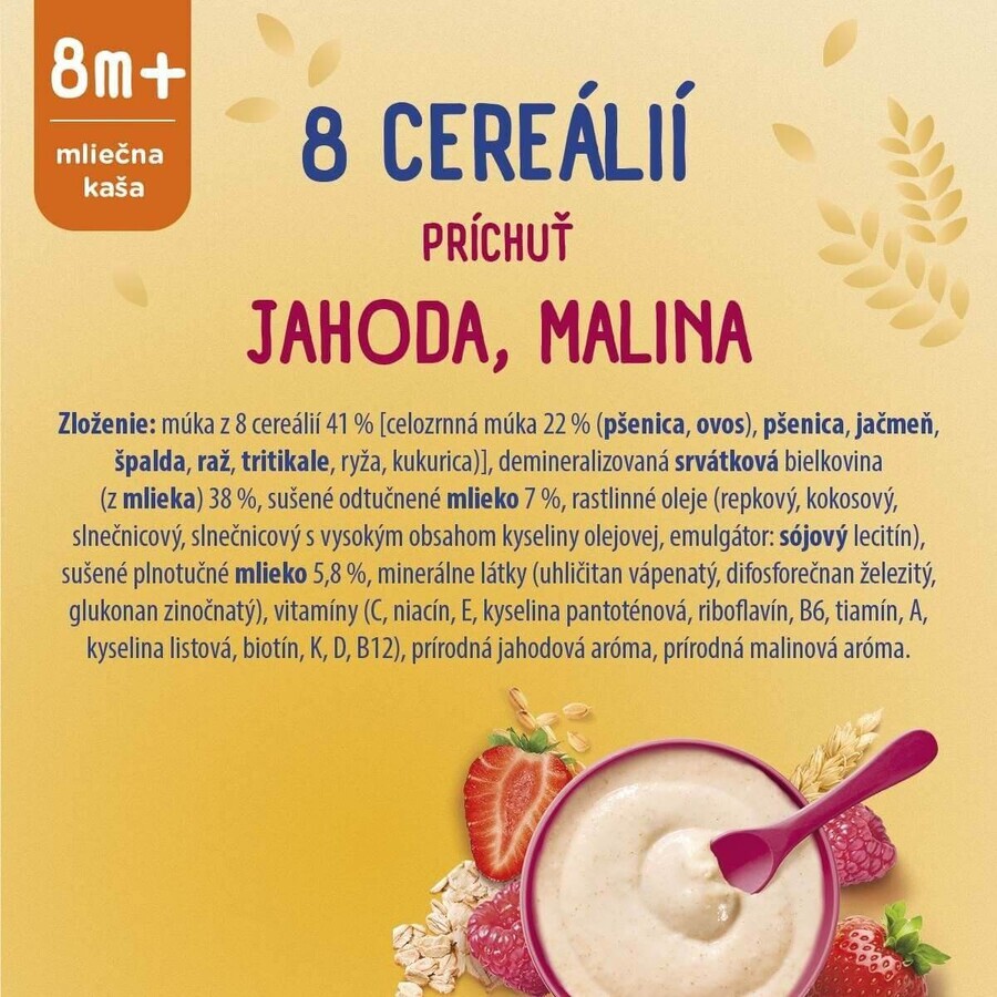 Sunar Brei mit 8 Getreidesorten Erdbeeren, Himbeeren 210 g