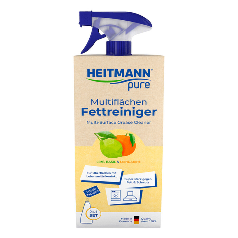 Degreaser with lime, basil and mandarin, 500 ml + sachet 25g, Heitmann
