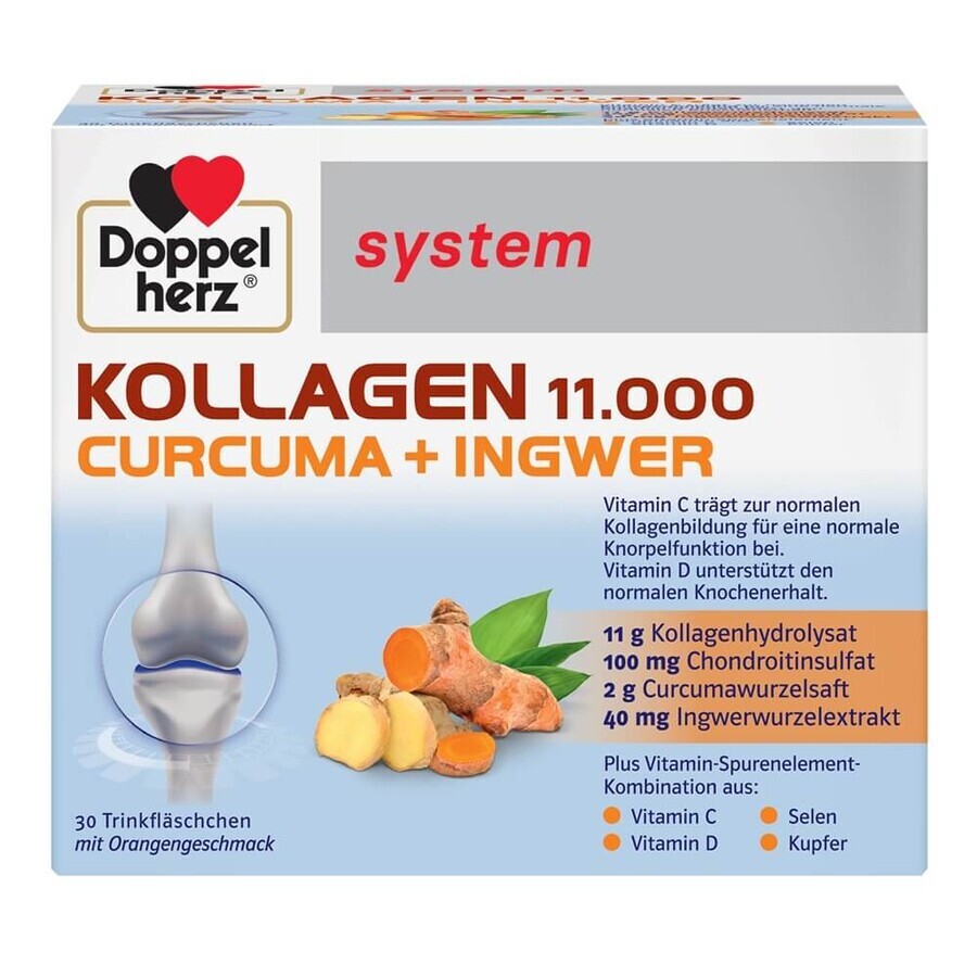 Kollagen 11000 Plus Turmeric + Ginger, 30 vials, Doppelherz