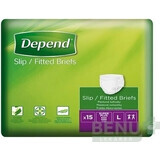 DEPEND Briefs SUPER PLUS L 1×15 pcs, breathable diapers