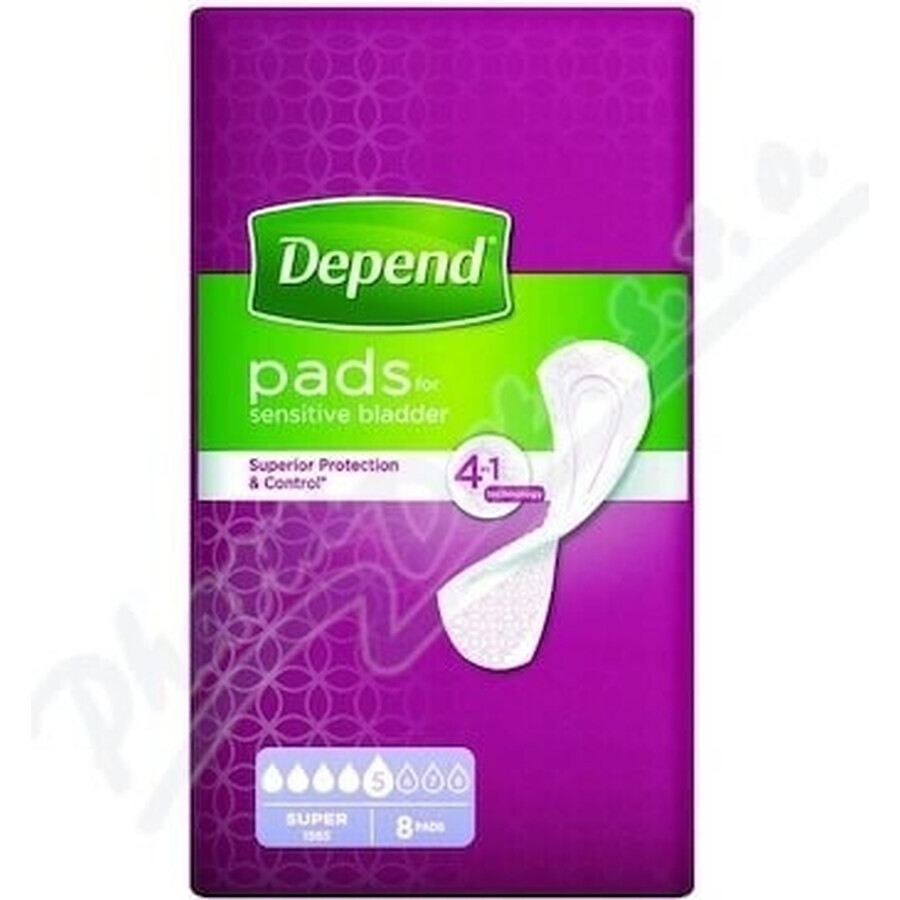 DEPEND SUPER 1×8 pcs, incontinence pads 11×36 cm