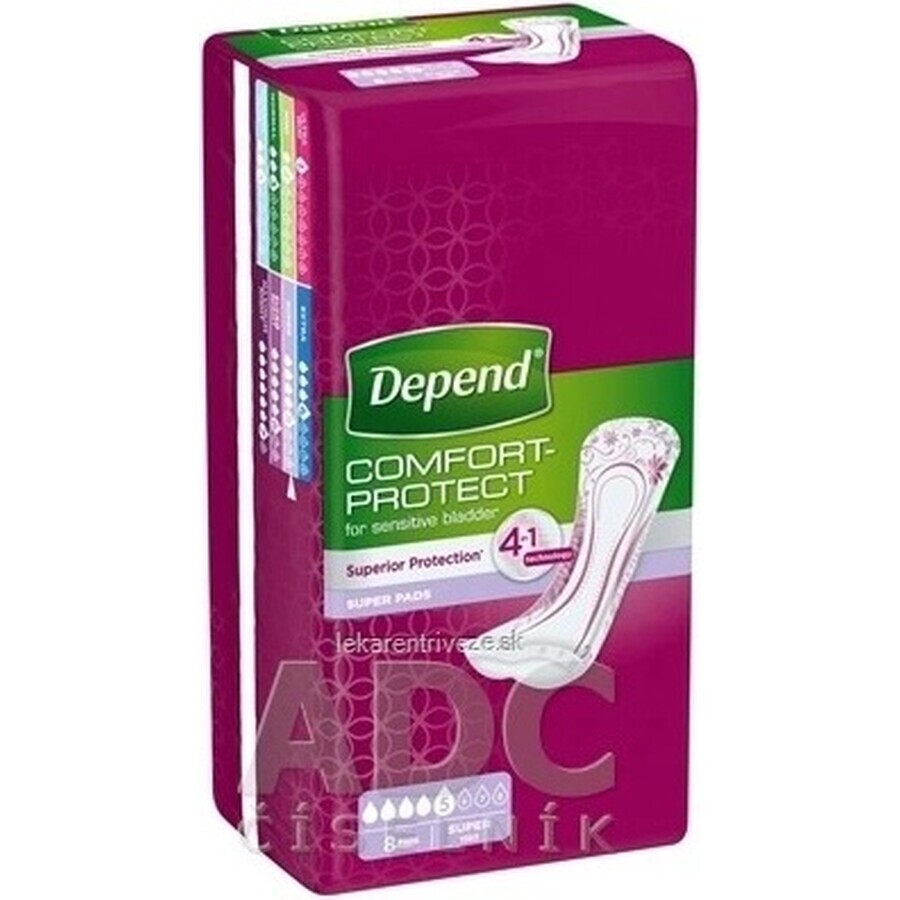 DEPEND SUPER 1×8 pcs, incontinence pads 11×36 cm