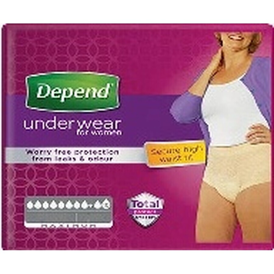 DEPEND MAXIMUM L for women 1×9 pcs, elastic bottom, hip circumference 95-130 cm