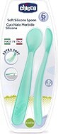 CHICCO Silicone spoon 2 pcs blue 6m+ 1&#215;1 pcs, gentle for baby&#39;s gums