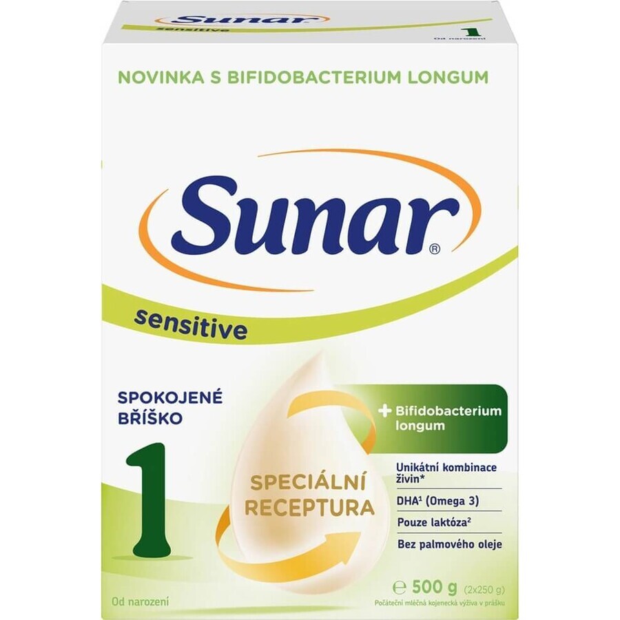 Sunar Sensitive 1 1 x 500 g, infant formula for babies from birth