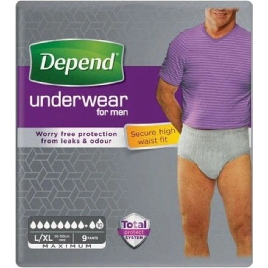 DEPEND SUPER L/XL for men 1x9 pcs, elastic briefs, hip circumference 95-150 cm