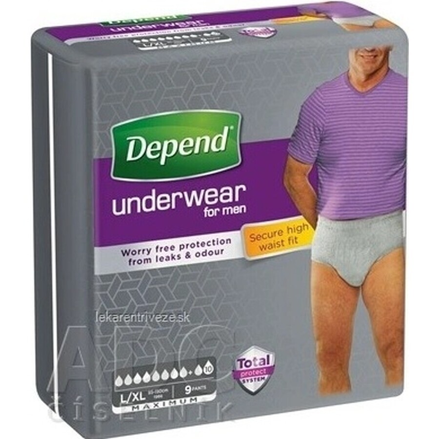 DEPEND SUPER L/XL for men 1x9 pcs, elastic briefs, hip circumference 95-150 cm
