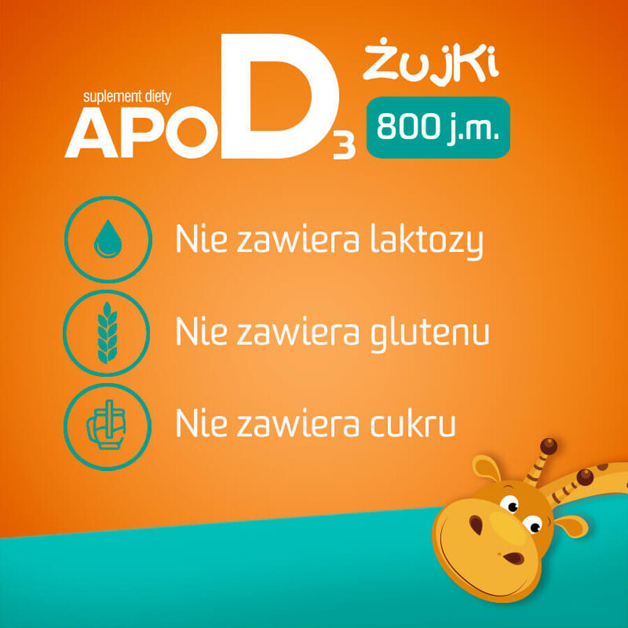Set ApoD3 Chews, vitamin D3 800 IU for children over 3 years, orange flavor, 3 x 30 chewable softgels