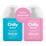 Pachet Gel pentru igiena intima Delicate + Gel pentru igiena intima Protect, 200 + 200 ml, Chilly