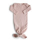 Organic cotton bodysuit with knot, 0-3 months, Blush, Mushie