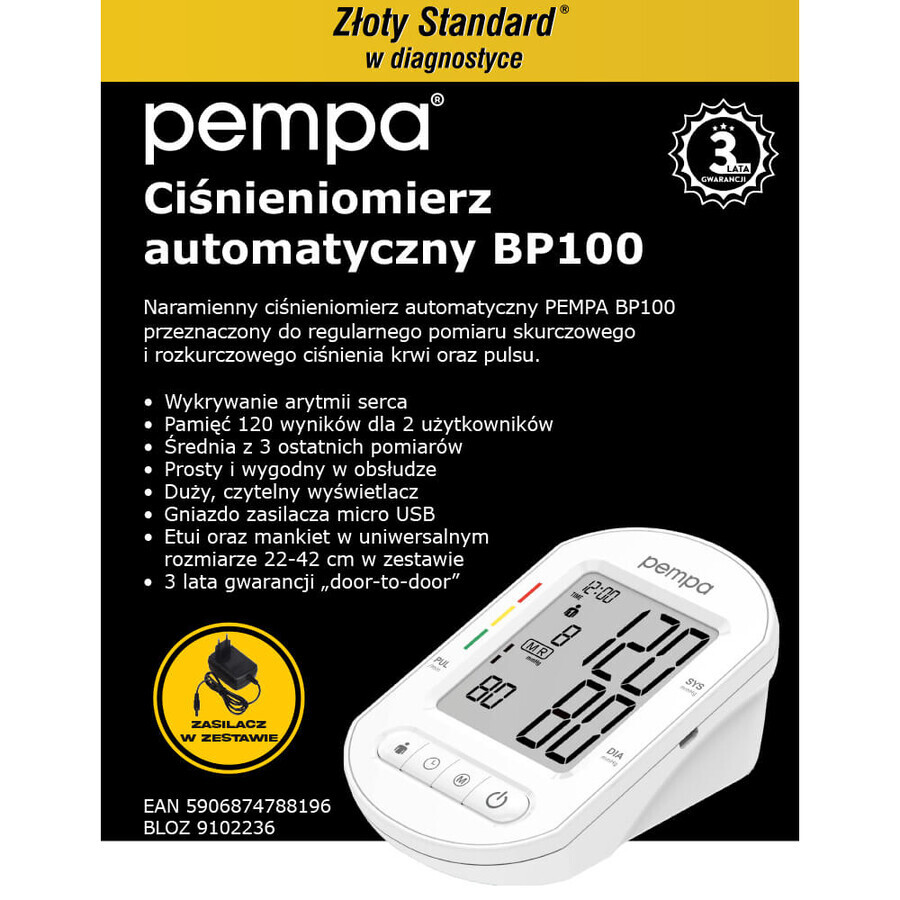 Set Pempa, BP100, automatic upper arm blood pressure monitor + Vita Curcumin, 30 ml free of charge