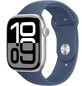Apple Watch Series 10 GPS 42mm Silver aluminum case with denim sport band - M/L