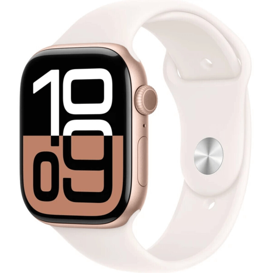 Apple Watch Series 10 GPS + Cellular 46mm Rose Gold Aluminum Case with Sport Band Light Blush - M/L