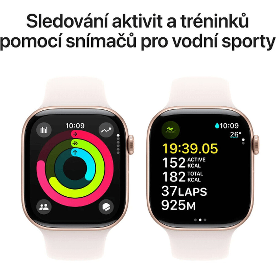 Apple Watch Series 10 GPS + Cellular 46mm Rose Gold Aluminum Case with Sport Band Light Blush - M/L