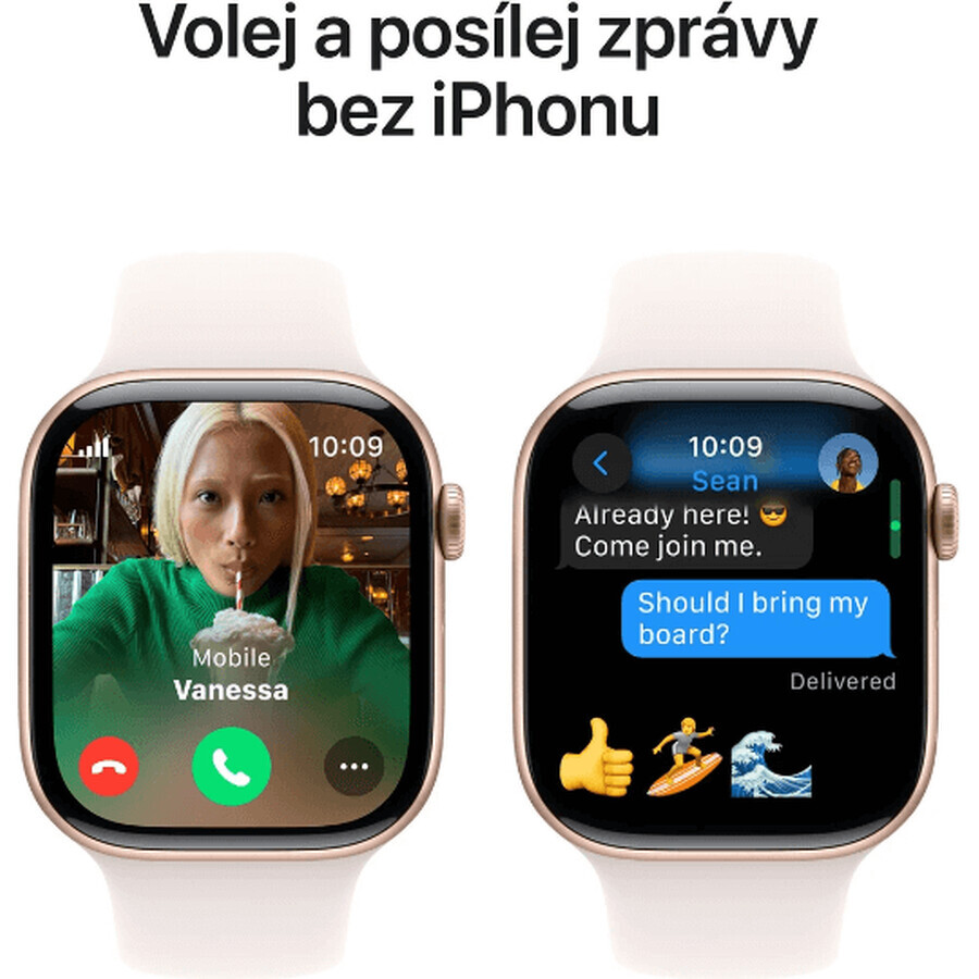 Apple Watch Series 10 GPS + Cellular 46mm Rose Gold Aluminum Case with Sport Band Light Blush - M/L