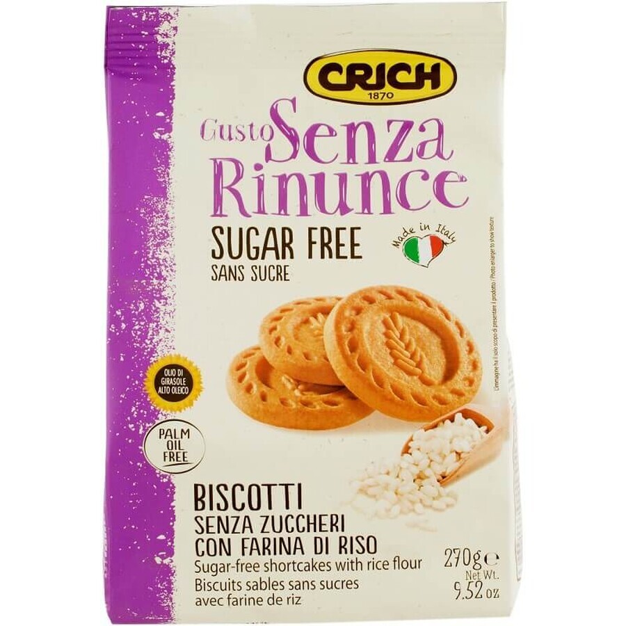Sugar-free soft dough biscuits with rice flour and sweetener, 270 g, Crich