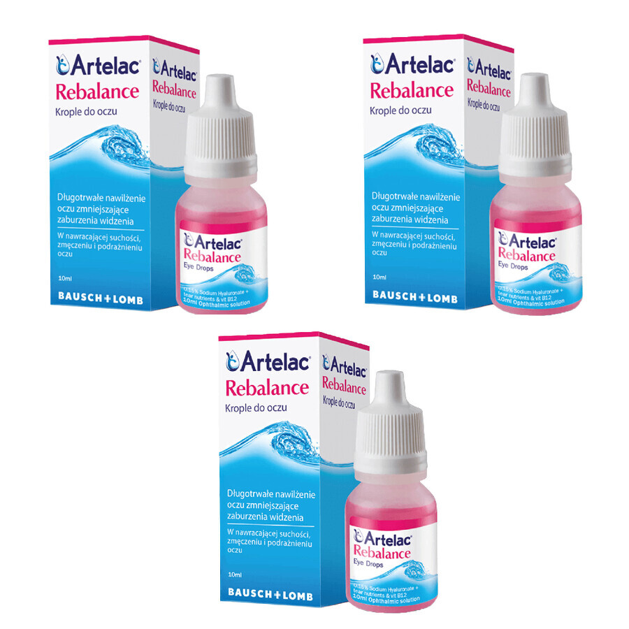 Artelac Rebalance, eye drops, 3 x 10 ml