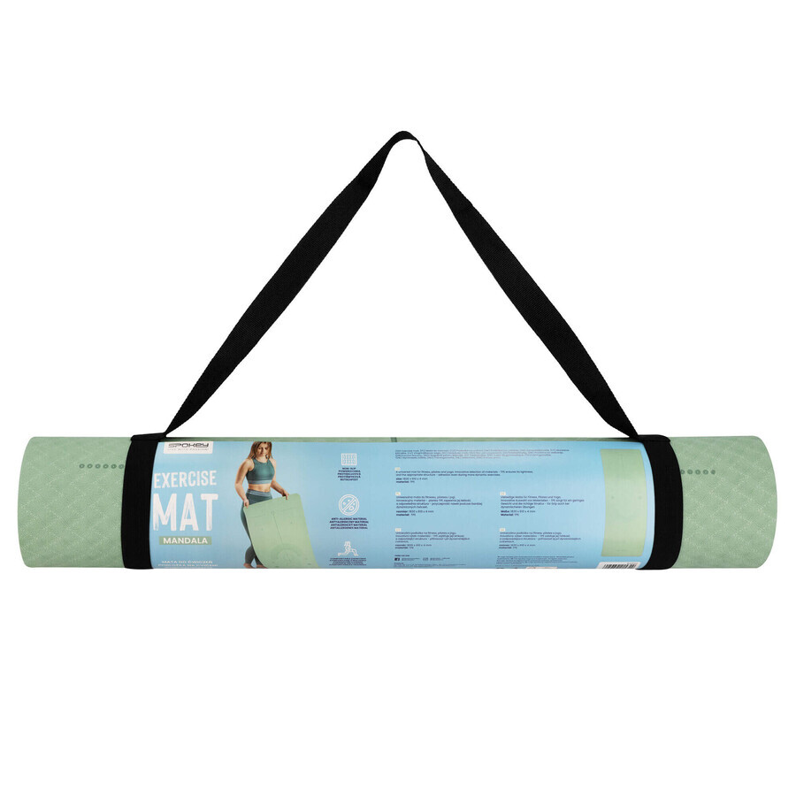 Spokey Mandala, exercise mat, non-slip, light green, 1 piece