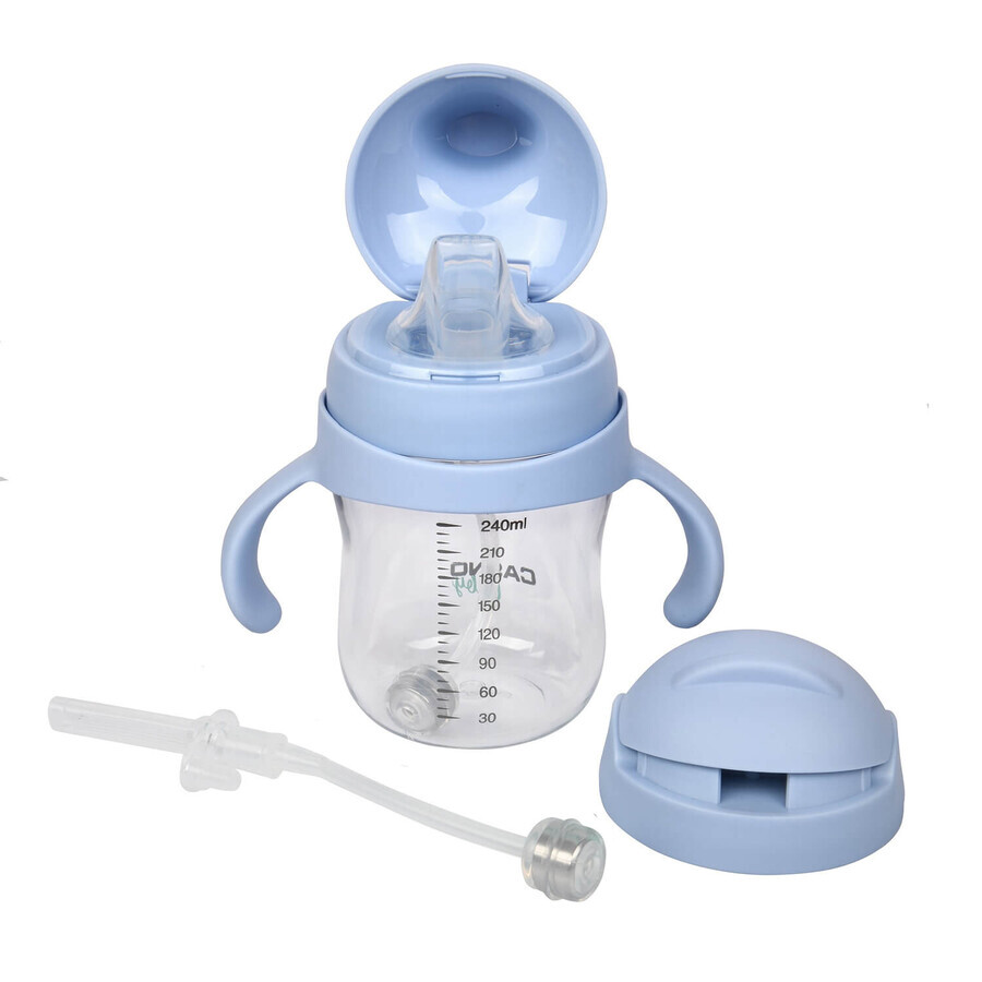 Casno Baby, bicchiere a goccia 2 in 1 Dizzy, azzurro, da 6 mesi, 240 ml
